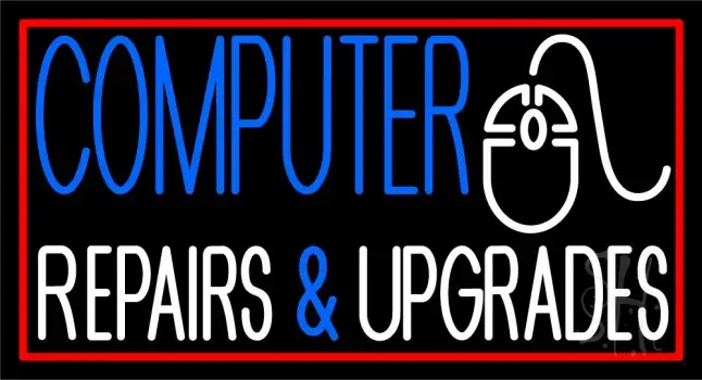 Blue Computers White Repairs And Upgrades 2 LED Neon Sign