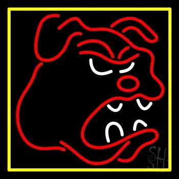 Bull Dog Logo Yellow Border LED Neon Sign