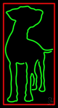Green Dog Red Border LED Neon Sign