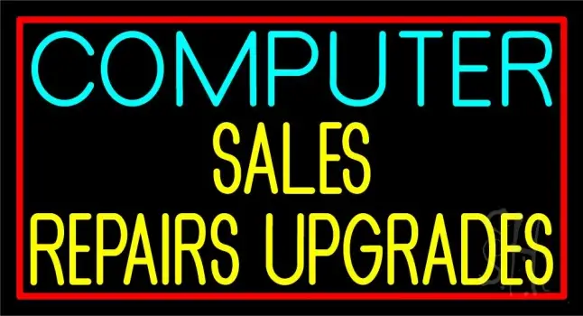 Double Stroke Computer Sales Repair Upgrades 1 LED Neon Sign