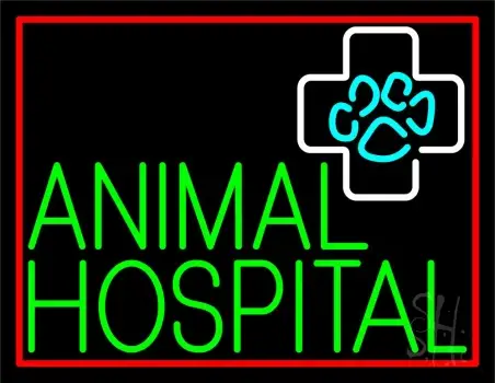 Green Animal Hospital Block LED Neon Sign