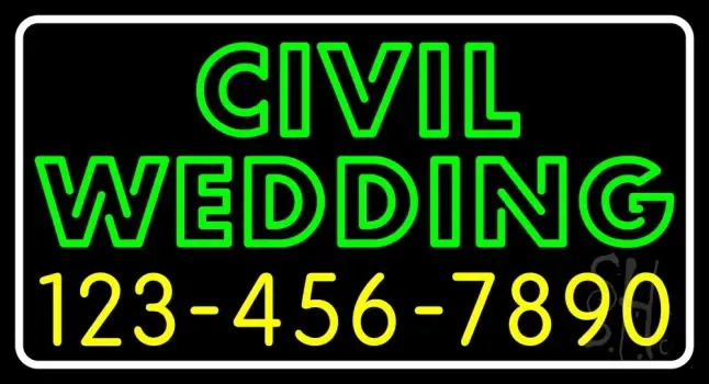 Green Civil Wedding With Phone Number LED Neon Sign