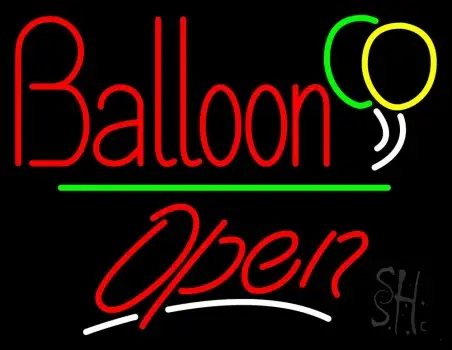 Open Balloon Green Line LED Neon Sign
