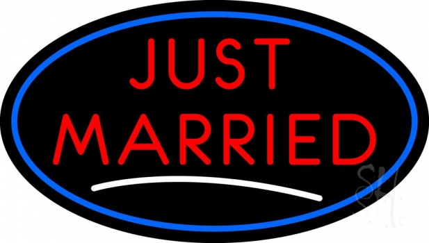 Oval Just Married LED Neon Sign