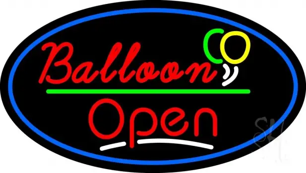 Oval Open Balloon Green Line LED Neon Sign
