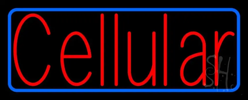 Red Cellular Blue Border LED Neon Sign