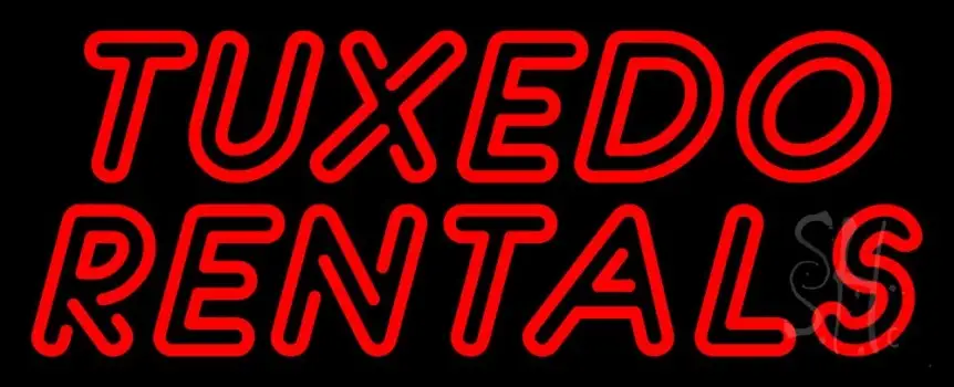 Red Double Stroke Tuxedo Rentals LED Neon Sign