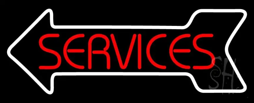 Red Service White Arrow LED Neon Sign