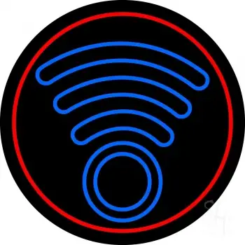 Blue Colored Wifi Logo Red Circle Border LED Neon Sign