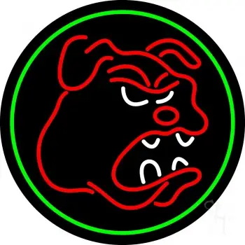 Bull Dog with Oval LED Neon Sign