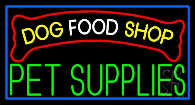 Dog Food Shop Blue Border LED Neon Sign