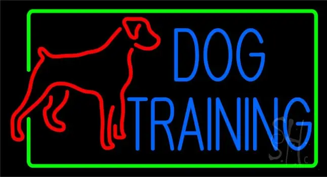 Dog Training Green Border 1 LED Neon Sign