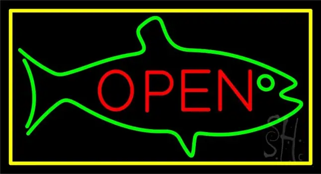 Fish Logo Open 1 LED Neon Sign