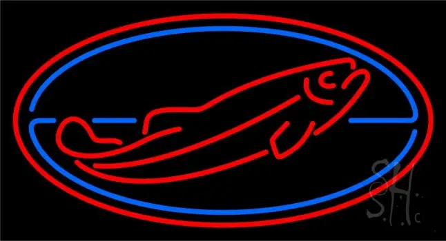 Fish Red Oval 1 LED Neon Sign