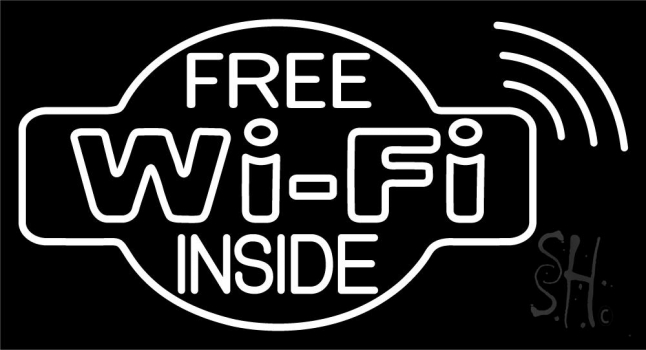 Free Wifi Inside Block 4 LED Neon Sign