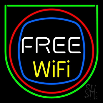 Free Wifi With Border LED Neon Sign