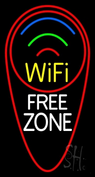 Free Wifi Zone Block LED Neon Sign
