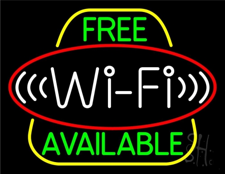 Green Free Wifi Available Block 2 LED Neon Sign
