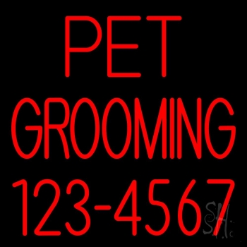 Pet Grooming With Phone Number LED Neon Sign