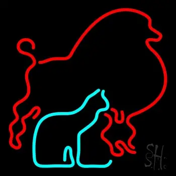 Red Poodle Dog Cat Logo LED Neon Sign