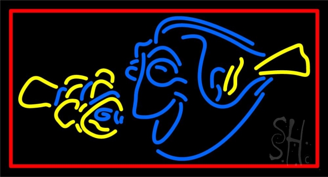 Yellow Blue Fish 2 LED Neon Sign