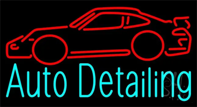 Auto Detailing With Car Logo 1 LED Neon Sign