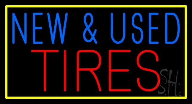 Blue New And Used Red Tires 1 LED Neon Sign