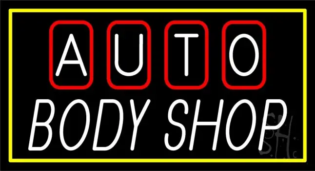 Double Stroke Auto Body Shop 1 LED Neon Sign