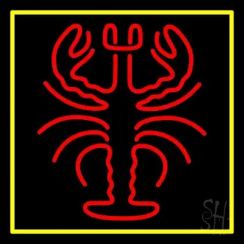 Lobster Logo Yellow Border LED Neon Sign