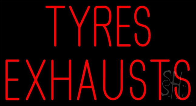 Red Tyres Exhausts 1 LED Neon Sign