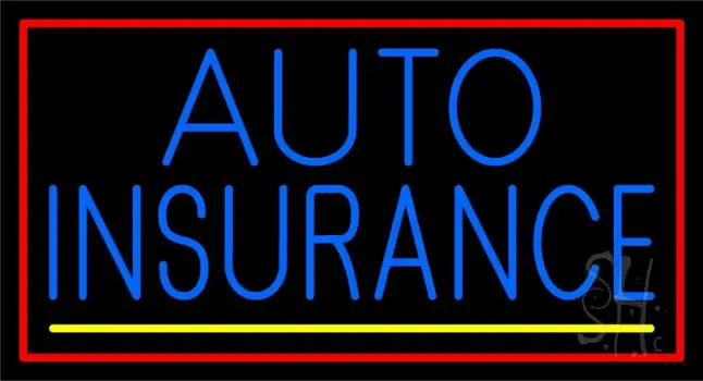 Blue Auto Insurance Yellow Line Red Border LED Neon Sign