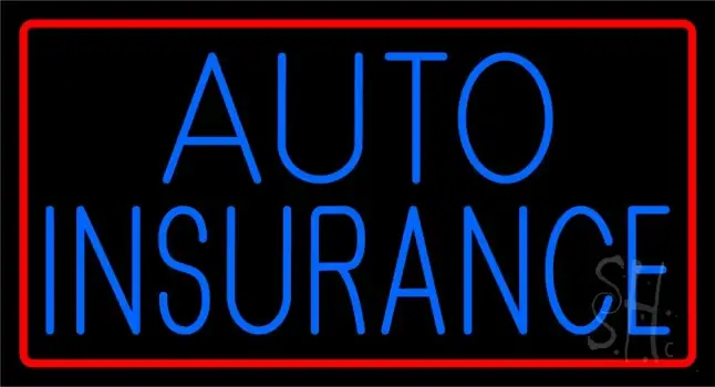 Blue Auto Insurance Red Border LED Neon Sign