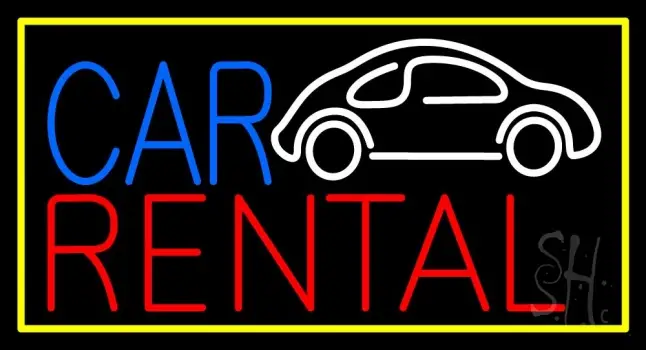 Blue Car Red Rental With Logo LED Neon Sign