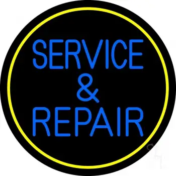 Blue Service And Repair Yellow Border LED Neon Sign