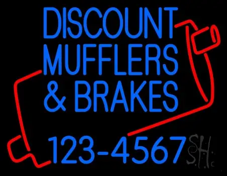 Discount Muflers And Brakes With Phone Number LED Neon Sign