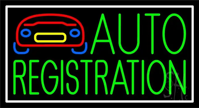 Green Auto Registration With Car Logo LED Neon Sign
