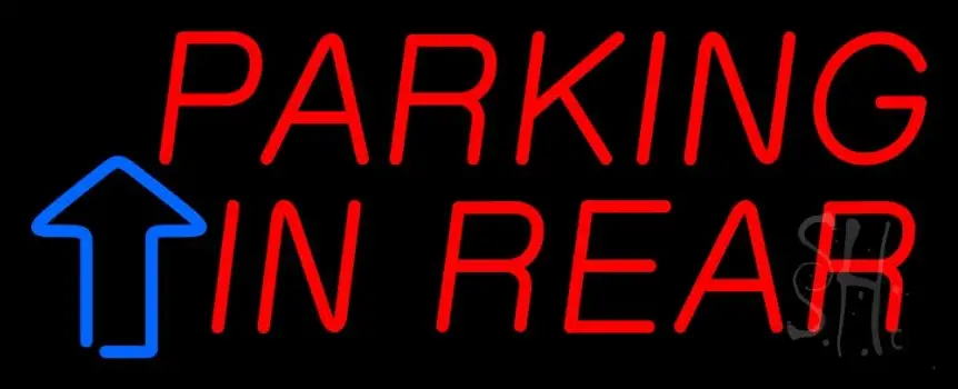 Parking In Rear Block With Arrow LED Neon Sign