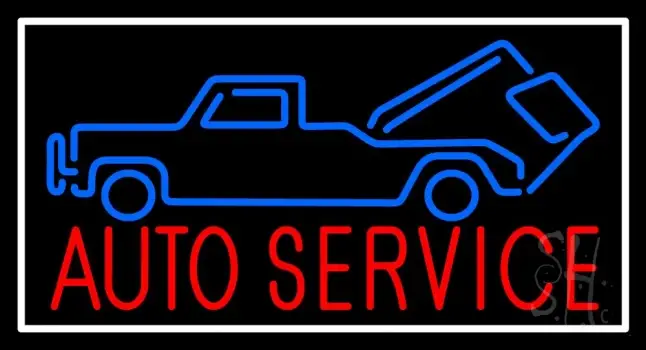 Red Auto Service Blue Car Logo With White Border LED Neon Sign