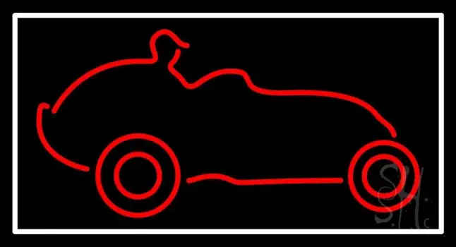 Red Car Logo White Border LED Neon Sign