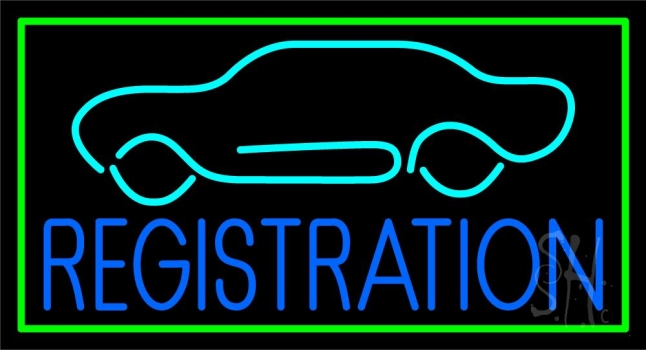 Blue Registration Car Logo Green Border LED Neon Sign