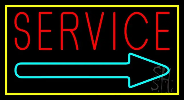 Red Service With Right Arrow Yellow Border LED Neon Sign