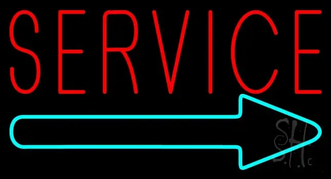 Red Service With Right Arrow LED Neon Sign