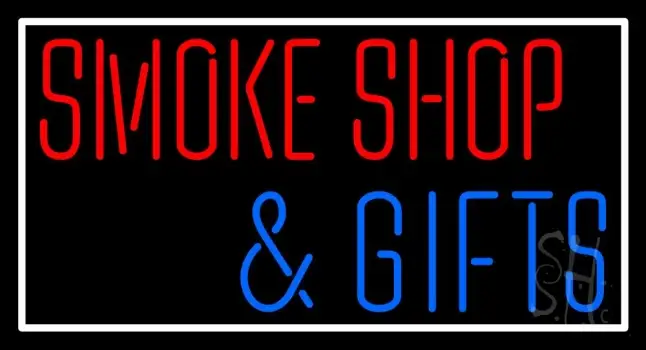 Smoke Shop And Gifts With Border LED Neon Sign