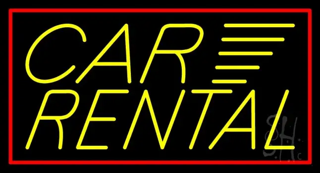 Yellow Car Rental Red Border LED Neon Sign