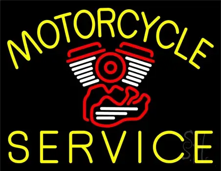Yellow Motorcycle Service LED Neon Sign