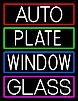 Auto Plate Window Glass With Border LED Neon Sign