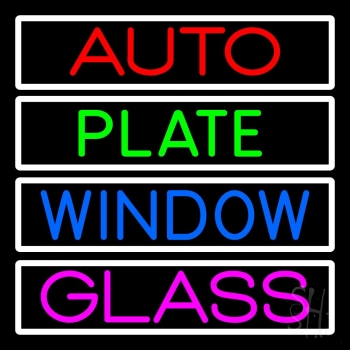 Auto Plate Window Glass With White Border LED Neon Sign