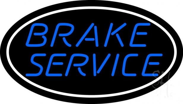 Blue Brake Service Oval LED Neon Sign