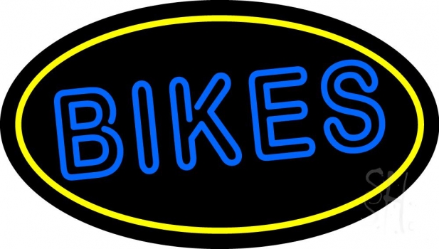 Double Stroke Bikes With Yellow Border LED Neon Sign