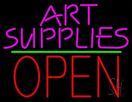 Pink Art Supplies Block With Open 1 LED Neon Sign